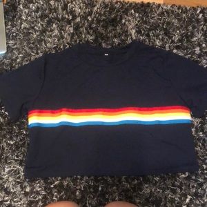 Navy and rainbow crop top